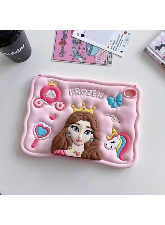 Cartoon 3D Silicon Handle Stand Cover For iPad 10th Generation 2022 10.9 Inch,iPad (A16) 11th Generation Case 11 Inch 2025, Funda Case Model A2696 A2757 A2777 (With Rope) (Frozen) - Image 1